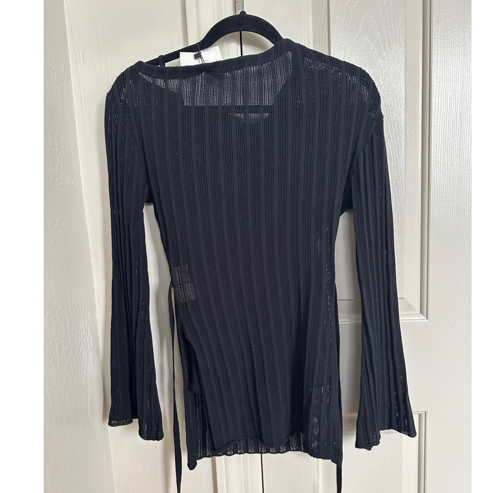 DISSH Bowie Black Long Sleeve Knit Top Off Shoulder Sheer Ribbed DUF04120BK.600 - Picture 5 of 10